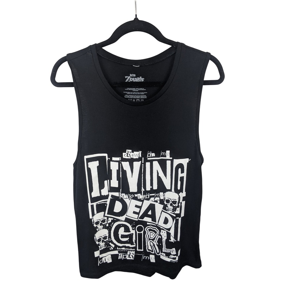 Rob Zombie Living Dead Girl Graphic Muscle Tank Top Black Cotton Large